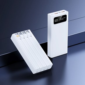 PYHO 보조배터리 LED 디스플레이 30000mAh 대용량 66w고속충전, 흰색