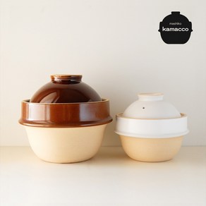 마시코야키 카마코 도나베 밥솥 도자기 일본그릇 이중뚜껑 1인용 뚝배기 한그릇요리, White Glaze, 1개