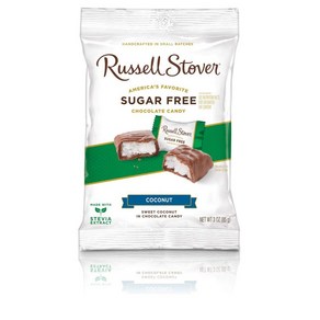 Russell Stove Candies Suga Fee Coconut 3 Ounce Bag Russell Stove 캔디 무설탕 코코넛 3온스 봉지, 85g, 1개