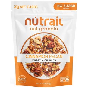 NuTail - Keto Nut 그래놀라 헬시 브렉퍼스트 시리얼 - 저탄수화물 스낵 및 음식 - 2g 순탄수화물 - 아몬드 피칸 코코넛 등 (325ml/11온스) (1개), 8 Ounce (Pack of 1), 1개, 325ml