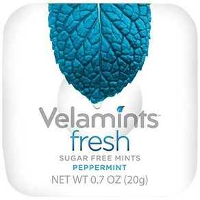 Velamints Fesh Peppemint 무설탕 민트 틴 Beath 아스파탐 스테비아 함유 20g(6틴 팩), 28 Count (Pack of 6), 20g, 6개