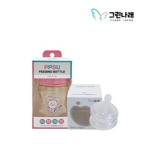 그린나래 PPSU 젖병 260ml 핑크 (젖꼭지 포함), S(신생아용 0개월+)