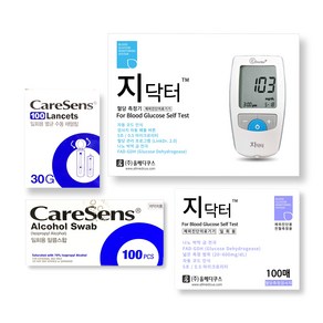 [정품]올메디쿠스 지닥터 혈당측정기 + 채혈기 + 검사지100 + 채혈침110 + 알콜솜100, 1개