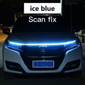 스캔 시작 LED 자동차 후드 라이트 스트립 유연한 주간 주행 범용 엔진 가이드 장식 램프, [01] Ice blue, [01] 150cm, 1개