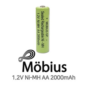 뫼비우스 Ni-MH AA 니켈 수소 충전지 1.2V 2 000mAh 벌크 고성능 자연방전률 낮음 태양광 정원등용, 사진상의 제품으로 보내주세요, 1개, 1개입