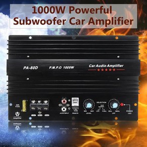 12V 1000W 자동차 오디오 높은 전력 증폭기 AMP 보드 강력한 서브 우퍼베이스 앰프 PA-80D, 하나, 검정