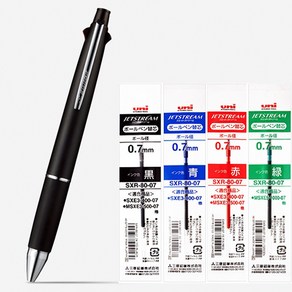 유니 제트스트림 4+1 0.7 멀티펜 리필 세트, 4+1 블랙0.7mm+리필(흑1청1적1녹1) 세트