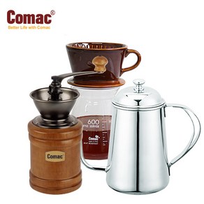 Comac 코맥 자기커피드립세트 600ml+이중날 커피밀 오픈형+드립주전자 700m (바리스타) (DN4+M0+K1), 1개