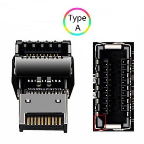 USB 3 1 E 마더 보드 20pin 헤더 90도 어댑터 남성 플러그 커넥터 익스텐더 C 브래킷 케이블, 02 Type A1, 1개