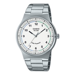 Casio 표준 아날로그 스테인레스 스틸 화이트 다이얼 Sola MTP-RS105D-7BV 남성용 시계