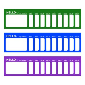 옷에 붙이는 스티커 명찰 모임 행사 이름 방수 코팅 네임택, 30매, 초록파랑보라 3종