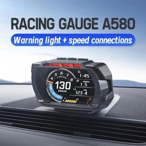 OBD + GPS HUD A580 자동차 헤드업 디스플레이 온보드 컴퓨터 디지털 속도계 수온 연료 소비 타코미터, 01 KMH usb, 01 KMH usb