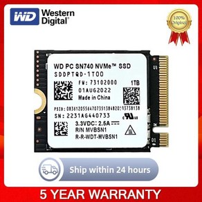 2230ssd 호환 디지털 웨스턴 WD SN740 512GB 1TB 2TB M.2 SSD 2230 NVMe PCIe Gen 4x4 마이크로소프트 서피스 프로 X 노트북 3 스팀 데, 256GB