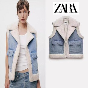 자라 램스울 두꺼운 데님 리버시블 조끼 ZARA