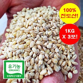 [유기농] 진도 겉보리 3KG(1KGx3포) ['24년 햇곡' / '100% 진도산'/ '진도직송' & '무료배송' / 늘보리 & 꽁보리밥], 2개