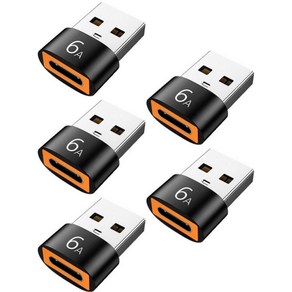 제이스마트 6A 고속 C타입 to USB A 3.0 변환젠더, 5개, 2cm, 블랙