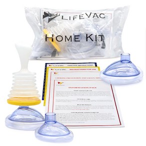 LifeVac 라이프백 휴대용 흡입 구조 장치 홈 키트 어린이 성인 하임리히 기도 폐쇄 응급처치 생명 미국, 1개