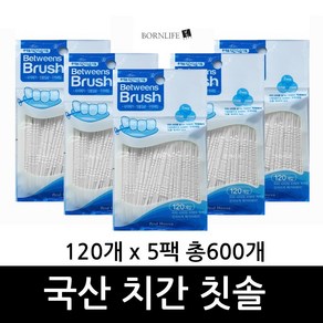 본라이프 치간칫솔 리필 120P x 5개 총600개 1+1+1+1+1 휴대용 우일 이쑤시개 치실 요지 대용량 치석 구취 관리 치간치솔 치간칫솔이쑤시게 치간요지 이쑤시게, 120개입