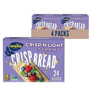 Wasa Cisp’N Light 7 Gains Cispbead 4.9 Oz (Pa Wasa Cisp'N Light 7곡물 크리스프브레드 4.9온스(4팩) 크래커 무, 0g, 4개