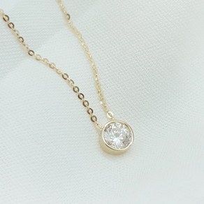 14K 18K 원 큐빅 골드 목걸이