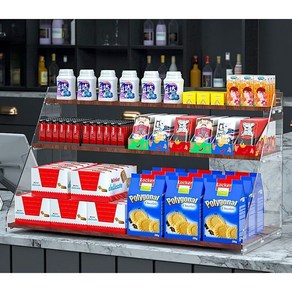 약국 매대 마트 과자 껌 카운터 아크릴 진열대 투명 진열장, 1. 선반2단(높이23.5x폭40cm)