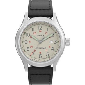 타이맥스 워치 손목시계 Timex 남성 익스페디션 노스 시에라 40mm 시계 블랙 스트랩 그린 다이얼 실버톤 케이스