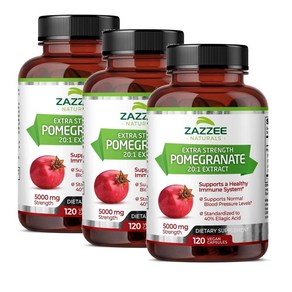 재지 석류 추출물 5000mg 엑스트라 스트렝스 Zazzee Pomeganate, 3개, 120정