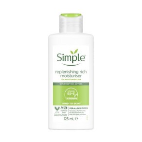 Simple 심플 리플레니싱 리치 모이스처라이저 125ml Kind To Skin Rich Moistuise Replenishing, 1개