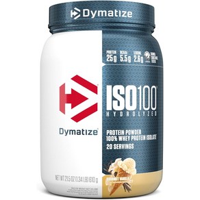 프로틴 Dymatize ISO100 가수분해 단백질 파우더 100% 분리 유청 25g BCAA 5.5g 글루텐 프리 빠른 흡수 쉬운 소화 고급 바닐라 20회분, [12] 바닐라, 610g, 1개