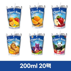 농심 카프리썬 200ml x 20개 오렌지 망고 사과 사파리 맛선택, 오렌지 10팩 + 사과 10팩