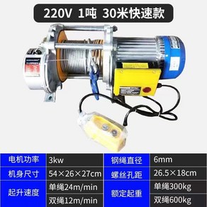 전동 크레인 1톤 윈치 리프트 와이어 기중기 100미터 우인치, 1세트
