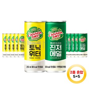 캐나다드라이 토닉워터 진저에일 각 5캔씩 250ml 10캔, 10개