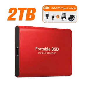 대용량외장하드 드라이브 SSD 2TB 외장 솔리드 스테이트 드라이브 500GB 고속 M.2 USB 3.1 1TB 휴대용, Red 2TB