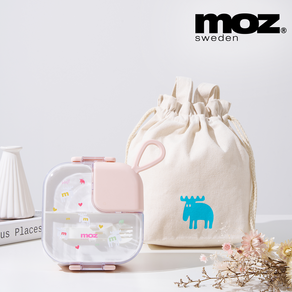 MOZ 스웨덴 키즈 런치박스 도시락통 도시락가방 SET, 1개, 헤이즐핑크