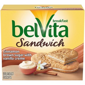 BelVita 아침 식사 비스킷 샌드위치 시나몬 브라운 슈가 & 바닐라 크림 맛 5팩 팩당 샌드위치 2개 5개1팩 458776, 1개