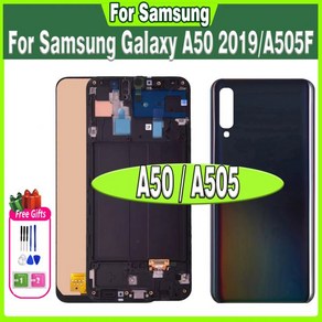 갤럭시 자가수리 액정 슈퍼 AMOLED LCD 디스플레이 터치 스크린 디지타이저 프레임 어셈블리 교체 A50 SM A505FN DS A505F A505 용 6.4 인치, AMOLED With Fame