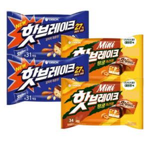 오리온 핫브레이크 미니 오리지널 455g 땅콩카라멜 미니 455g (총) 대용량 초코바, 910g, 2세트