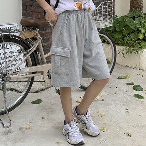 앤샵 [남녀공용/국내생산/당일출고] 데일리 루즈핏 카고 트레이닝 버뮤다팬츠 반바지(3colo)