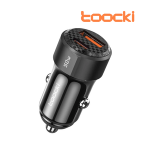 퀵시 50W 차량용충전기 고속충전기 시거잭충전기 USB C타입 1C1A toocki, 블랙