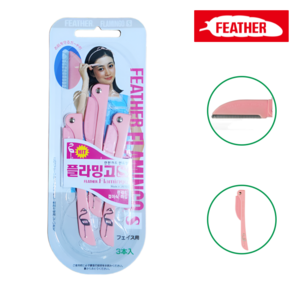 페더 플라밍고 눈썹칼 FEATHER 접이식 눈썹정리칼 S, 3개, 핑크색