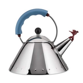 Alessi 알레시 버드 휘슬 호브 주전자 9093 블루 블랙 화이트-독일배송, 1개