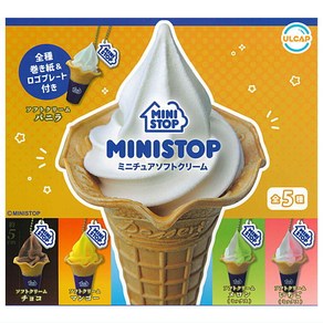 ULCAP MINISTOP 미니스톱 미니어처 소프트 아이스크림 전 5종 가챠 캡슐토이, 소프트 아이스크림 딸기（믹스）, 1개