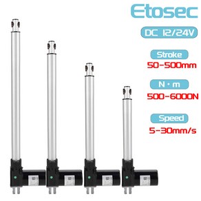 모터 드라이버 전동 50mm 24V 문 태양열 300mm 스트로크 선형 액추에이터 100mm 500mm 200mm 트래커 12V 6000N 저소음 Etosec, [02] 24V Stoke 50mm, [05] 500N 30mm s, 1개