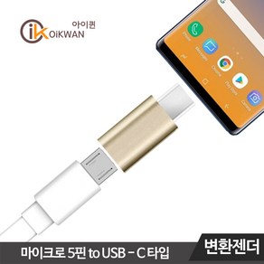 아이퀸 마이크로 5핀 8핀 C타입 USB3.0 OTG 변환 충전 젠더 이어폰잭 3.5mm 오디오 AUX 라이트닝 스마트폰 어댑터 커넥터 갤럭시S20 S10 폴드 Z플립5G A9PRO 노트10 아이폰11 XS MAX XR 플러스 프로 맥스 변환젠더, 1개, 5핀(암)→C타입(수):색상랜덤