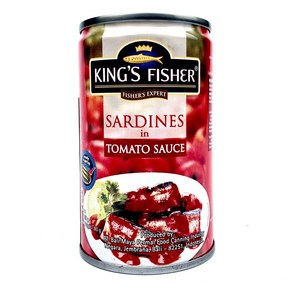 아시아푸드 킹스피셔 정어리 통조림 (토마토소스) KING'S FISHER SARDINES TOMATO SAUCE, 1개, 155g