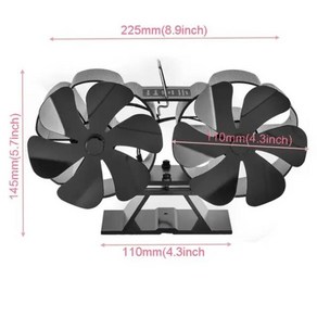 무동력 팬 난로 듀얼 헤드 스토브 열 전원 12 블레이드 블랙 버너 에코 벽걸이 작동, 1.DualHead Stove Fan, 1개