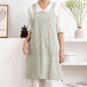 에잇원 내추럴 순면 린넨 앞치마, 1개, 민트