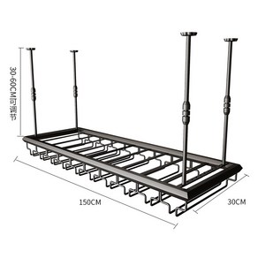 업소용 와인 거치대 선반 양주 홀더 대형 천장, 블랙 150폭, 1개