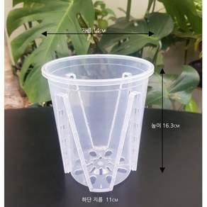 원형 고투명 롱슬릿화분, 고투명 슬릿화분 11호 - 3개, 3개