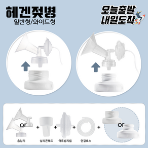 [당일발송] 헤겐젖병 유축기 깔대기 소모품세트 (그린맘젖병+헤겐젖병호환가능), 1.와이드형흡입기S(24mm 83mm)+헤겐젖병연결캡, 1개